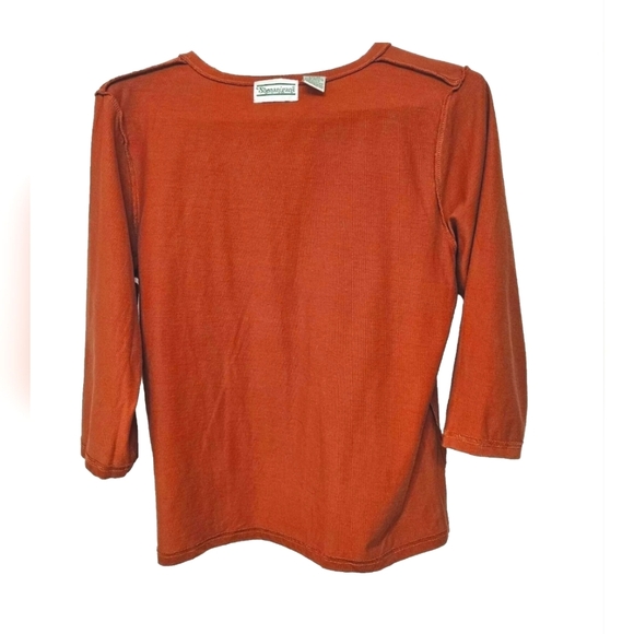Shenanigans 3/4 Sleeve Embroidered Top Size Autumn Fall Rust Leaves Vintage 90s? - Picture 4 of 8